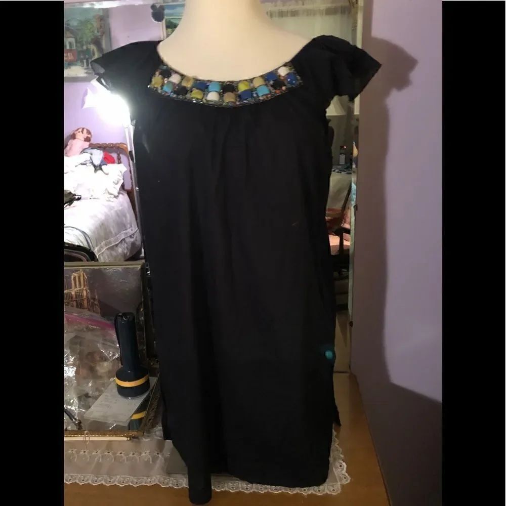 057 FLUTTER SLEEVE JEWELED TOP COTTON sz 18-20
